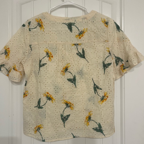 Madewell Eyelet Village Ruffle-Sleeve Shirt in Sunflower Scatter - Picture 8 of 8